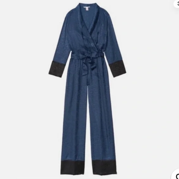 NWT Victoria Secret Pajama Zebra Jumpsuit Jumper Medium Blue Black Retail $150 - Picture 3 of 12